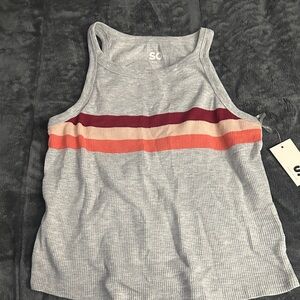 SO Women's Gray Tank Top with Colorful Stripes